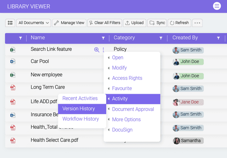 Track documents versions and restore them when needed